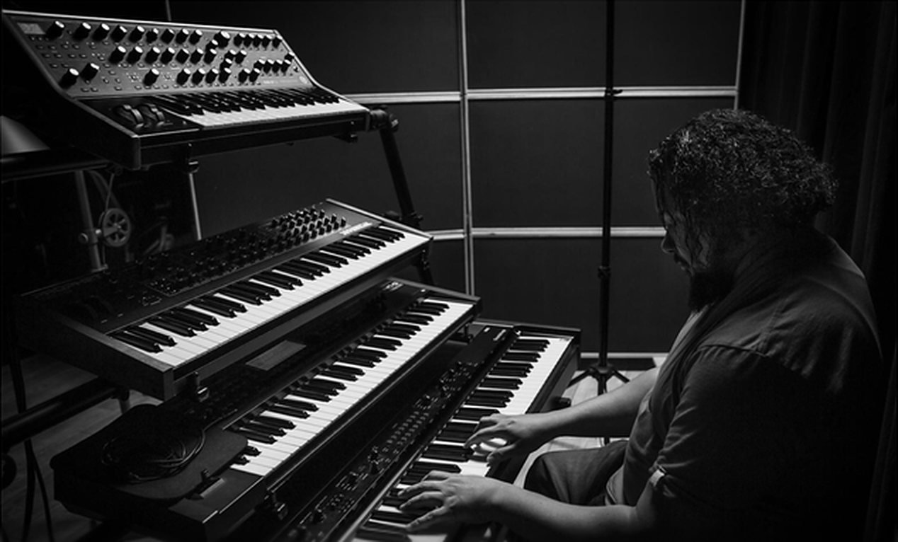 BeatPusher at his synth rig